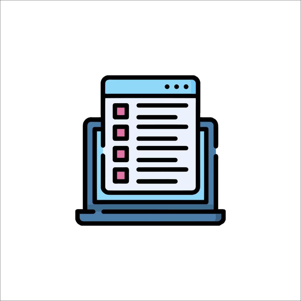 A laptop with a checklist icon vector