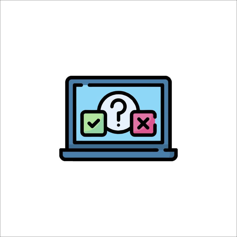 A laptop with question mark icon vector