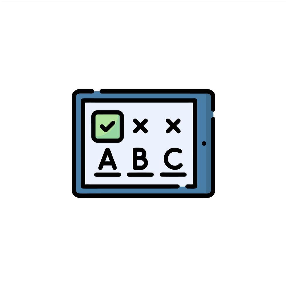 A tablet with a check mark and abc on it vector
