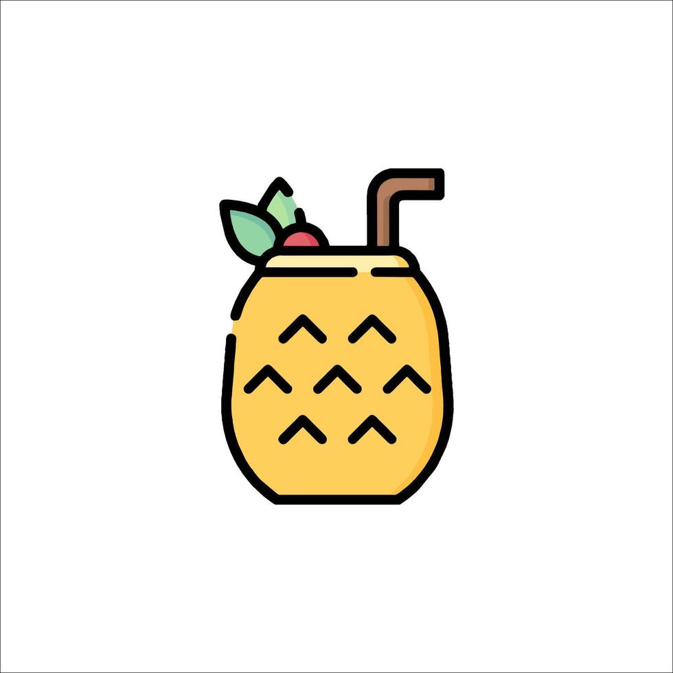 A pineapple drink icon with a straw and a straw vector