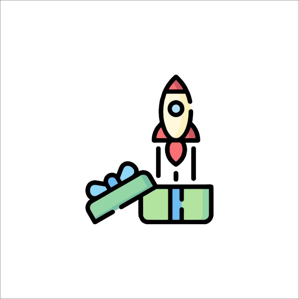 A rocket is flying out of a box vector