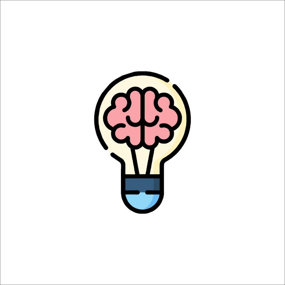 A light bulb with a brain inside it vector