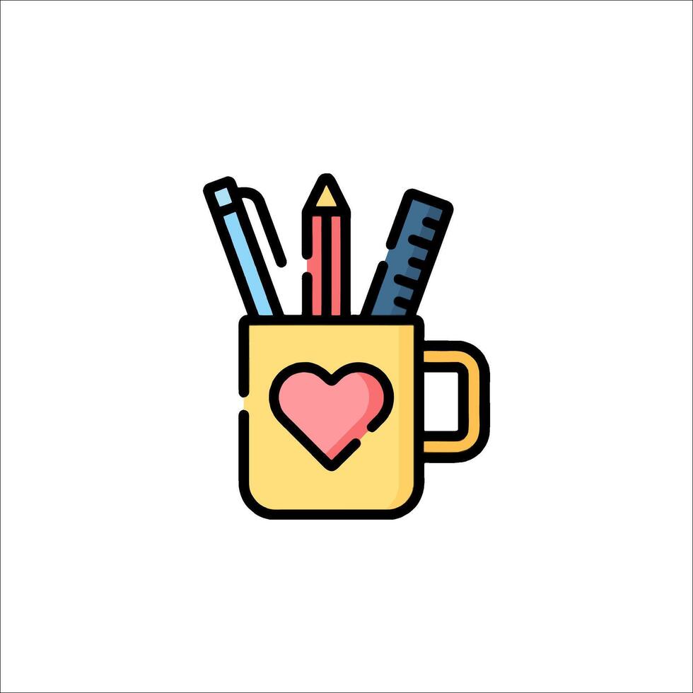 A cup with pencils and a heart icon vector