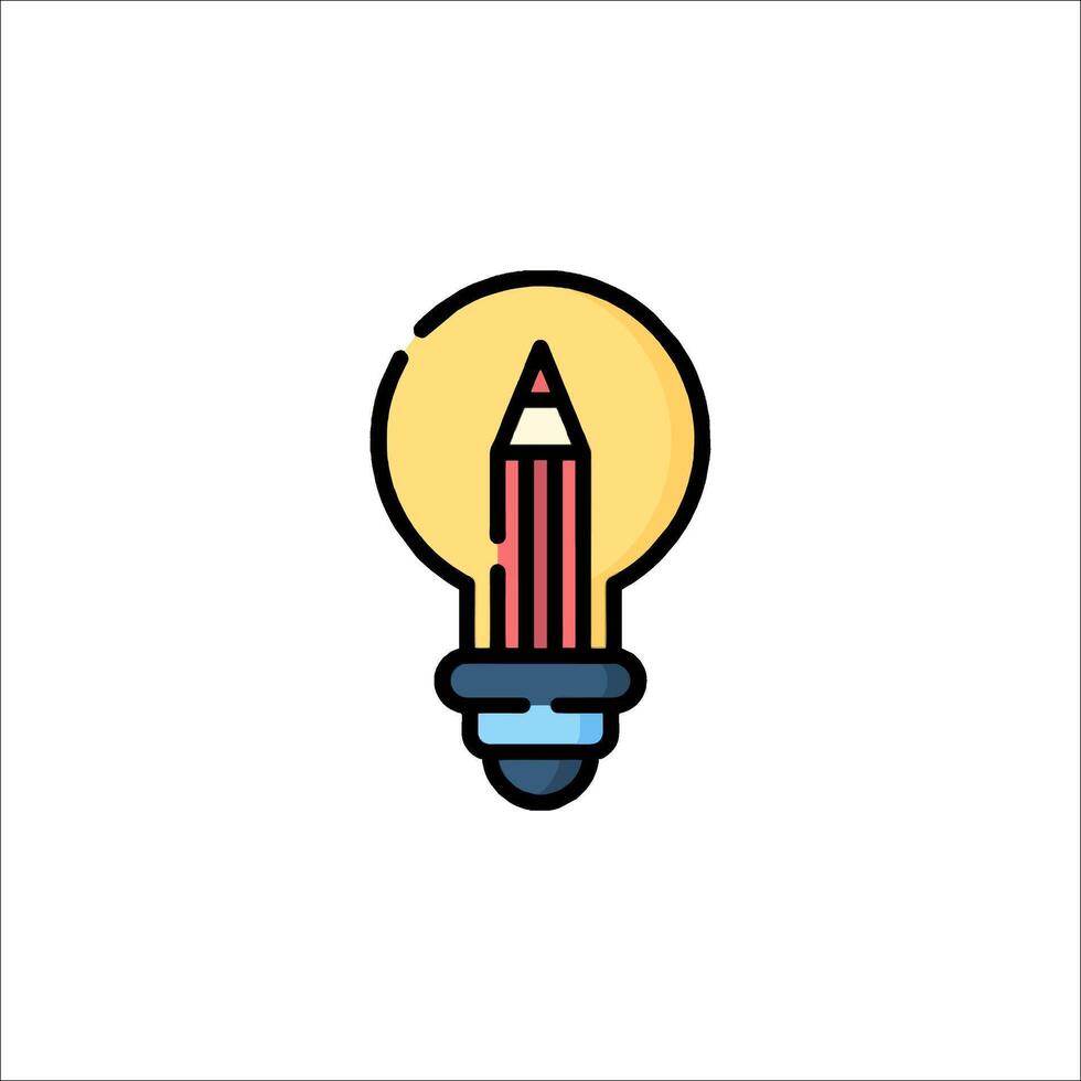 A pencil is inside a light bulb icon vector