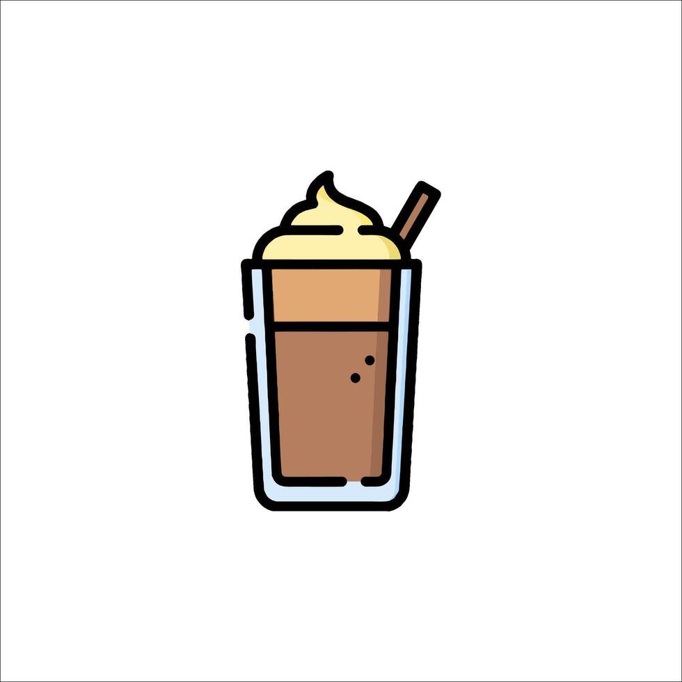 A drink with a straw and whipped cream in a glass vector