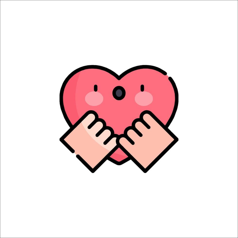 Heart icon with hands holding it up vector