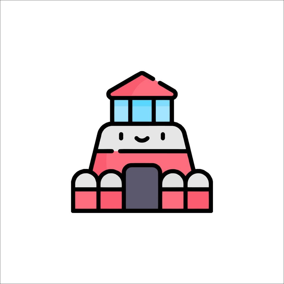 A cartoon house with a roof and a red roof vector