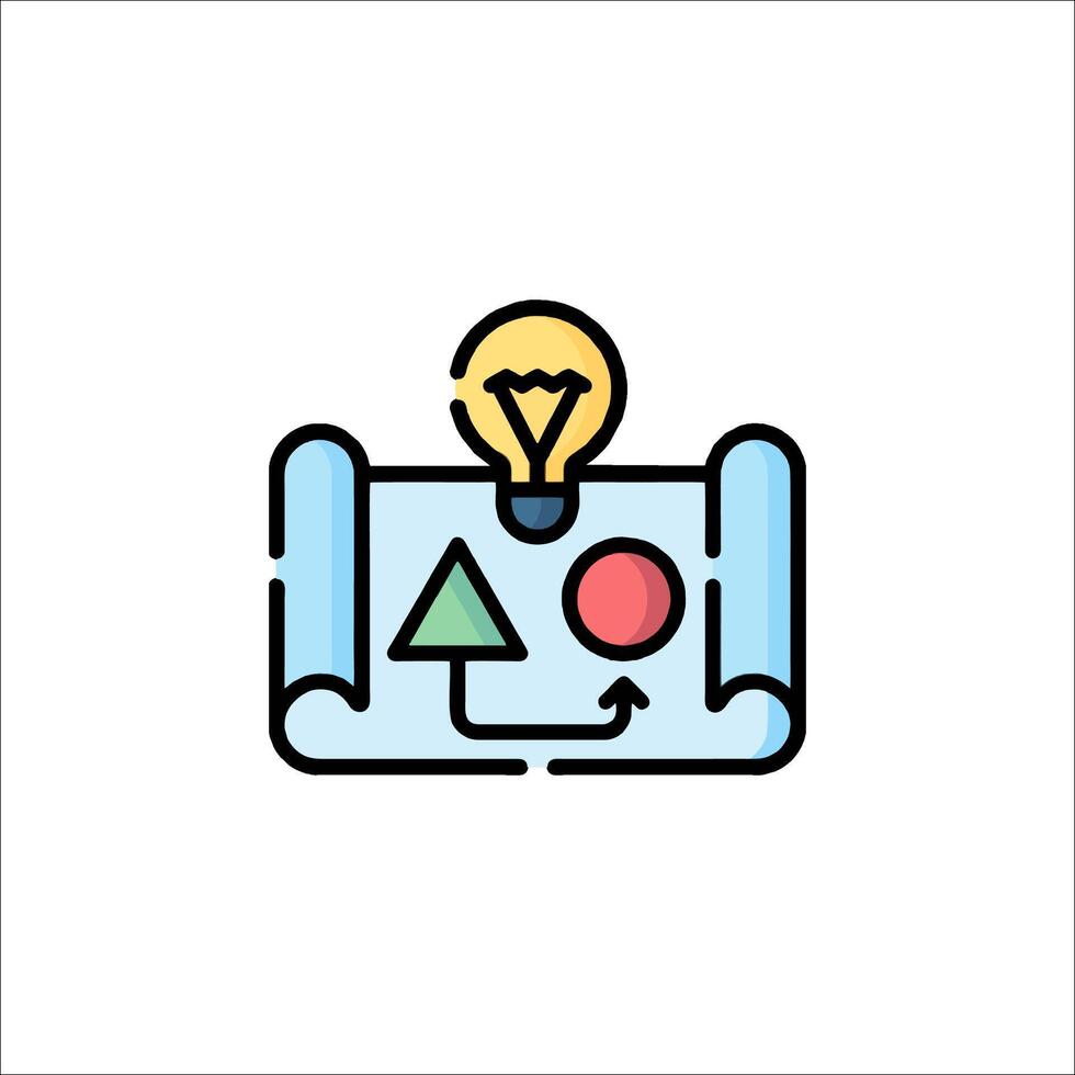 A light bulb on a paper roll with a triangle and a triangle vector