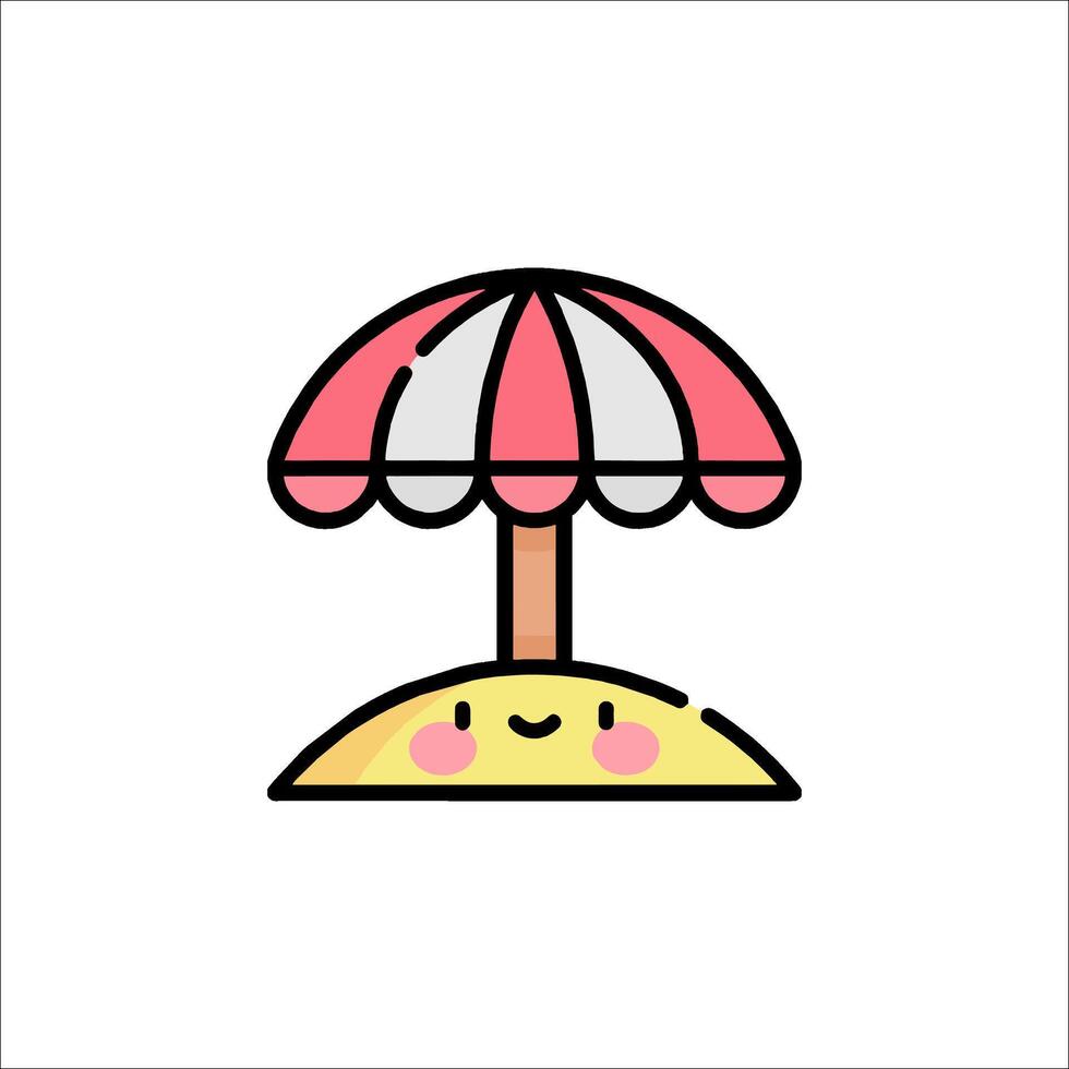 A cute beach umbrella with a smiley face vector
