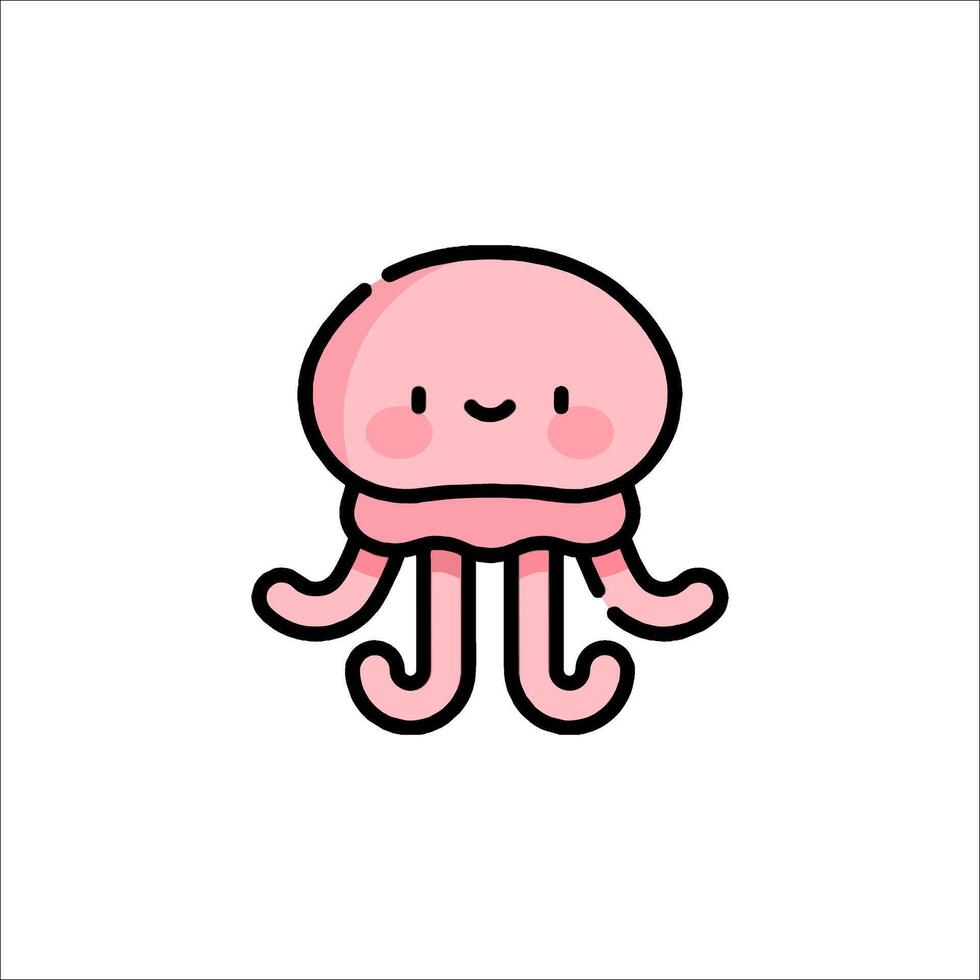 A cute pink octopus with a smiley face vector