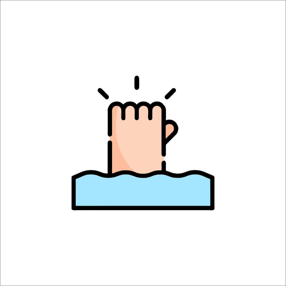 Hand reaching out to the water icon vector