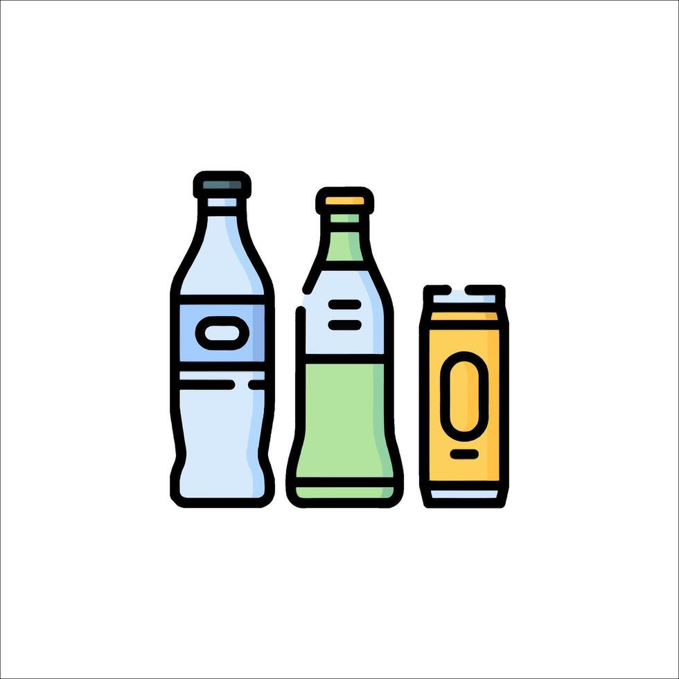 Three bottles of soda and a can of soda vector