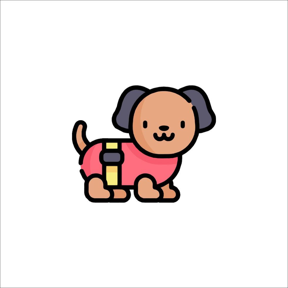 A dog wearing a red vest and black leash vector