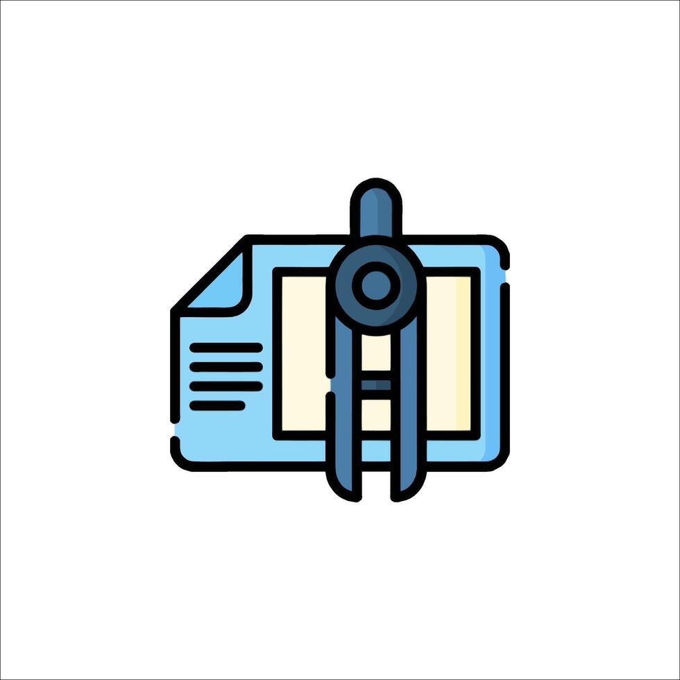 A blue and white icon of a paper clip vector