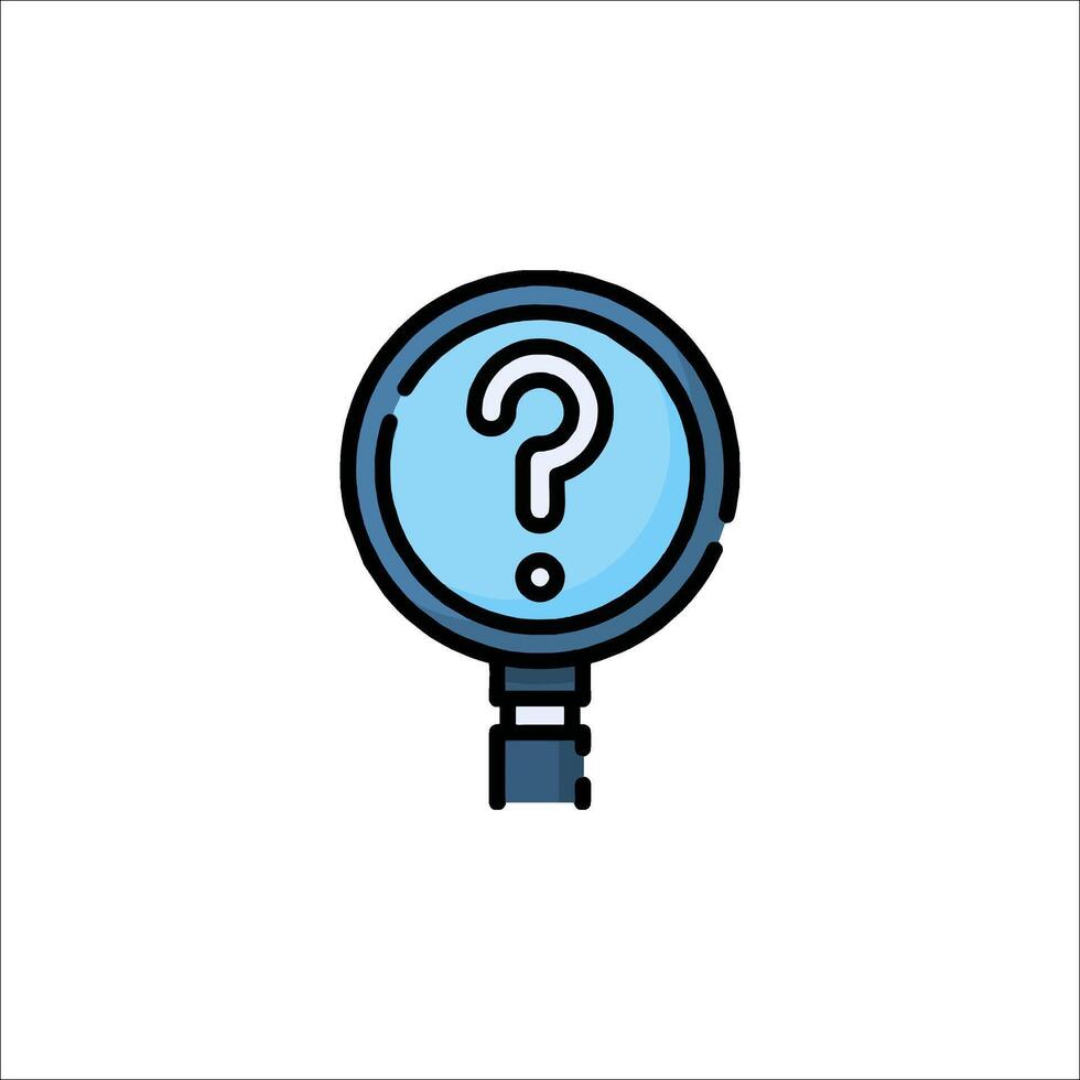 Magnifying glass icon with question mark vector
