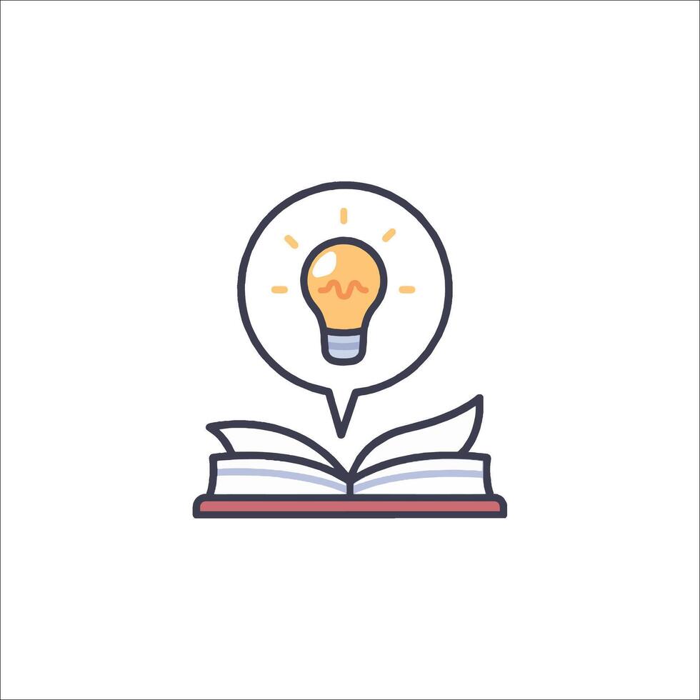 An open book with a light bulb above it vector