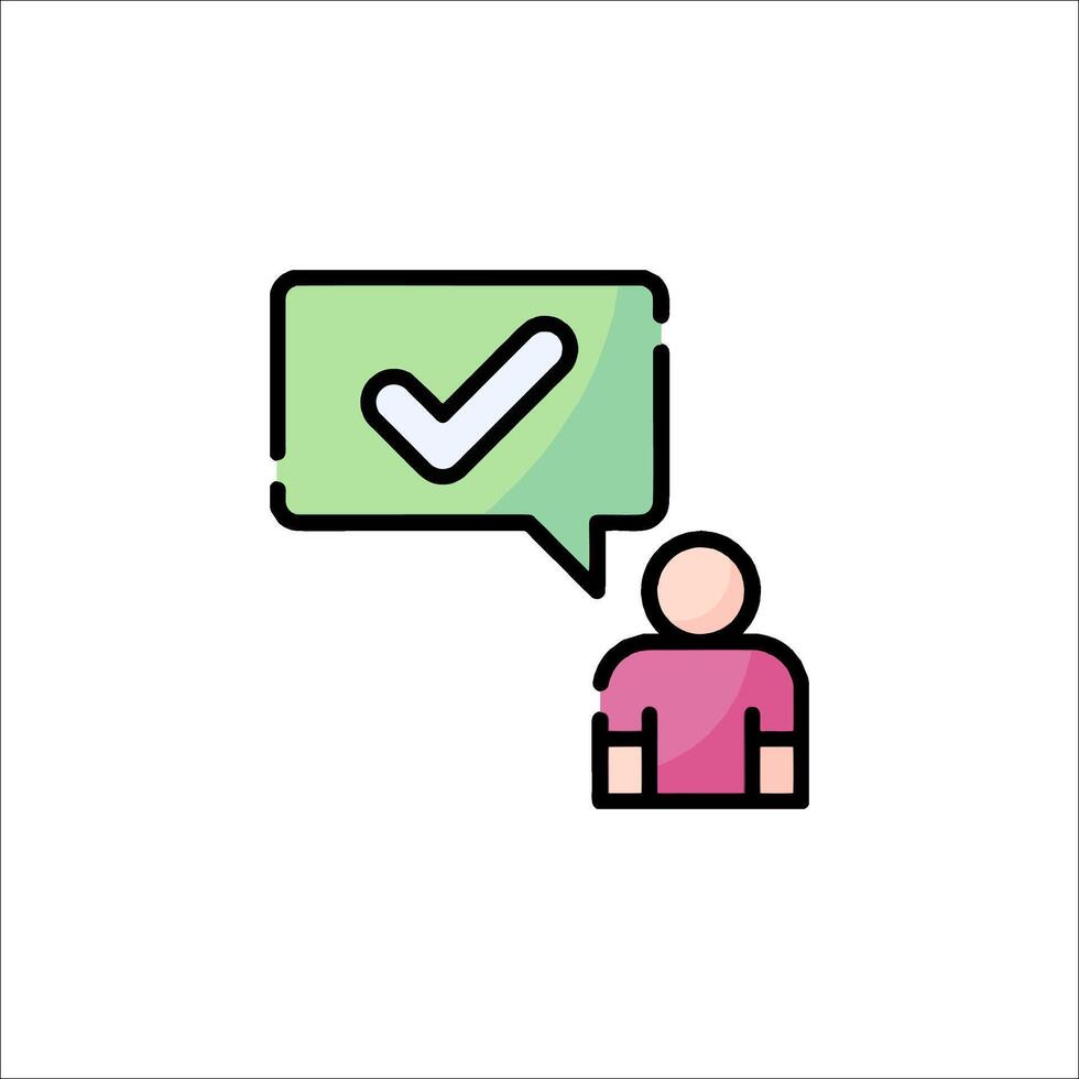 A person with a check mark on a speech bubble vector