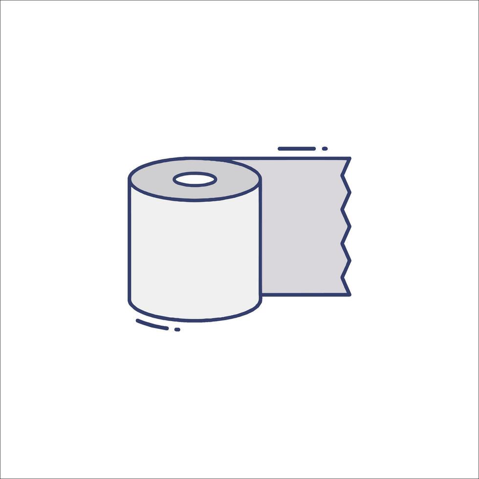 A roll of toilet paper is shown in a line vector