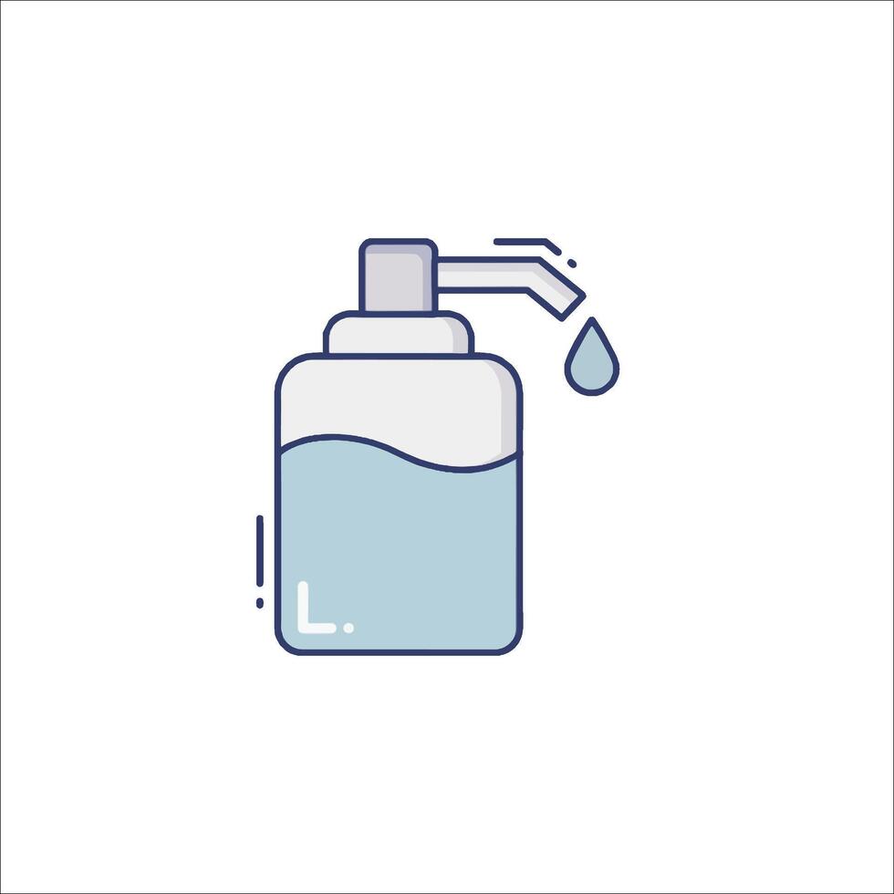 A bottle of liquid soap with a pump and a droplet vector