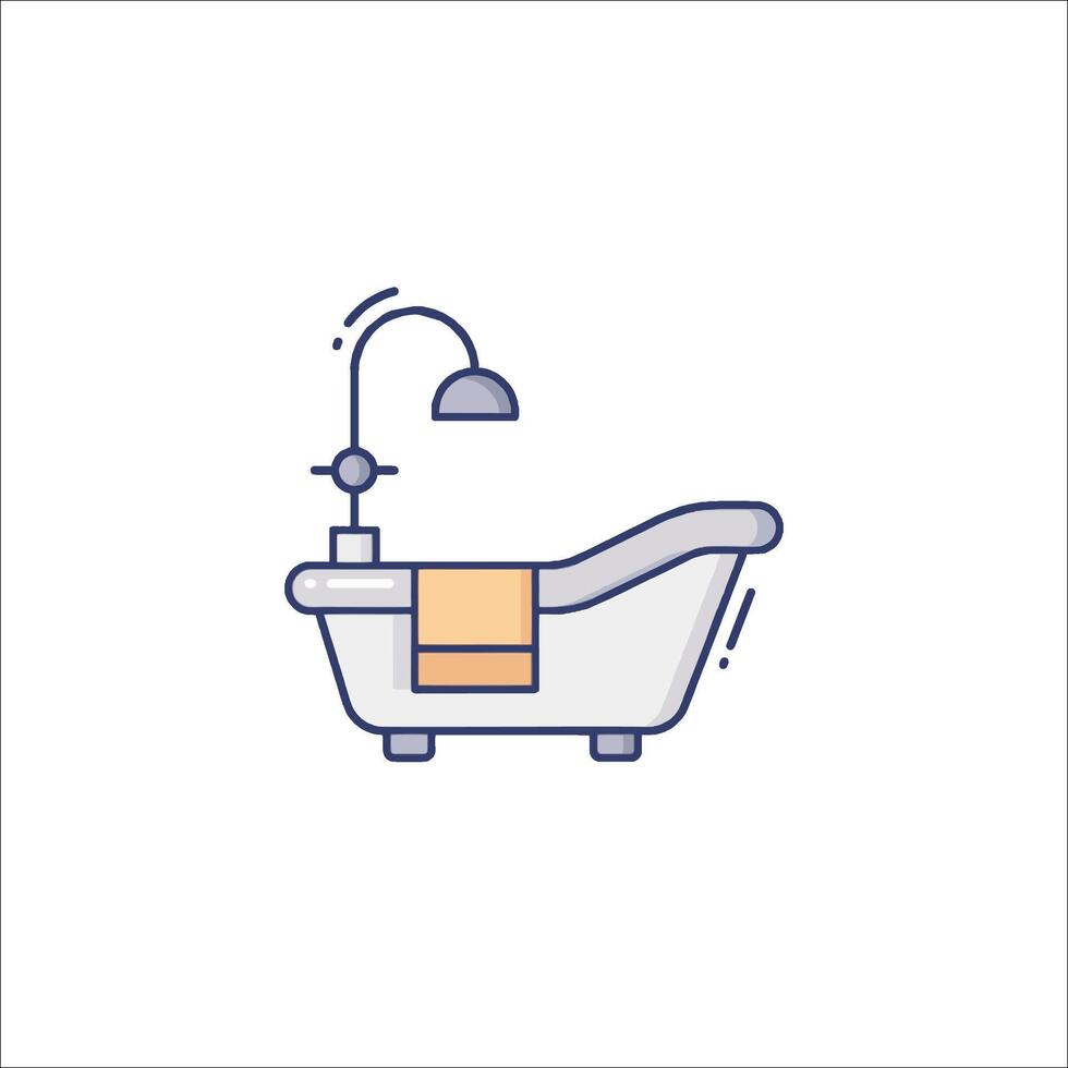 Bathroom icon with a bathtub and shower vector