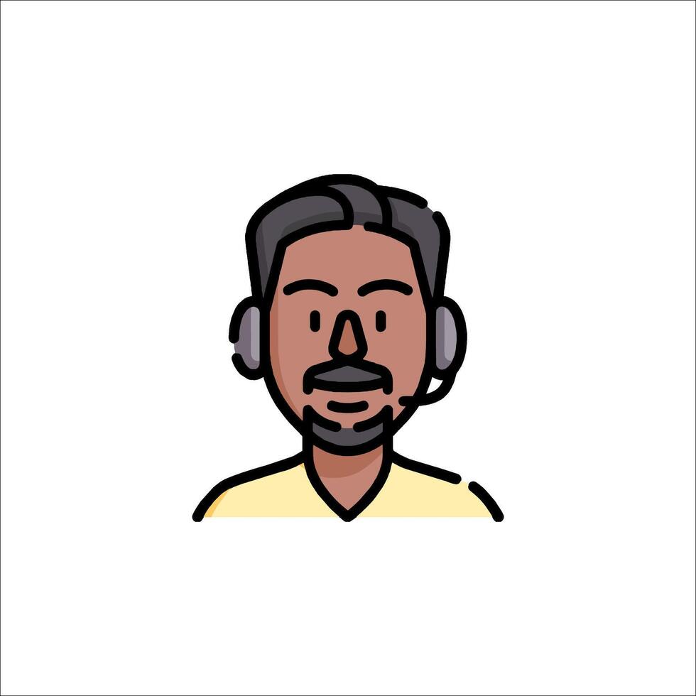 A man with a headset on his face vector