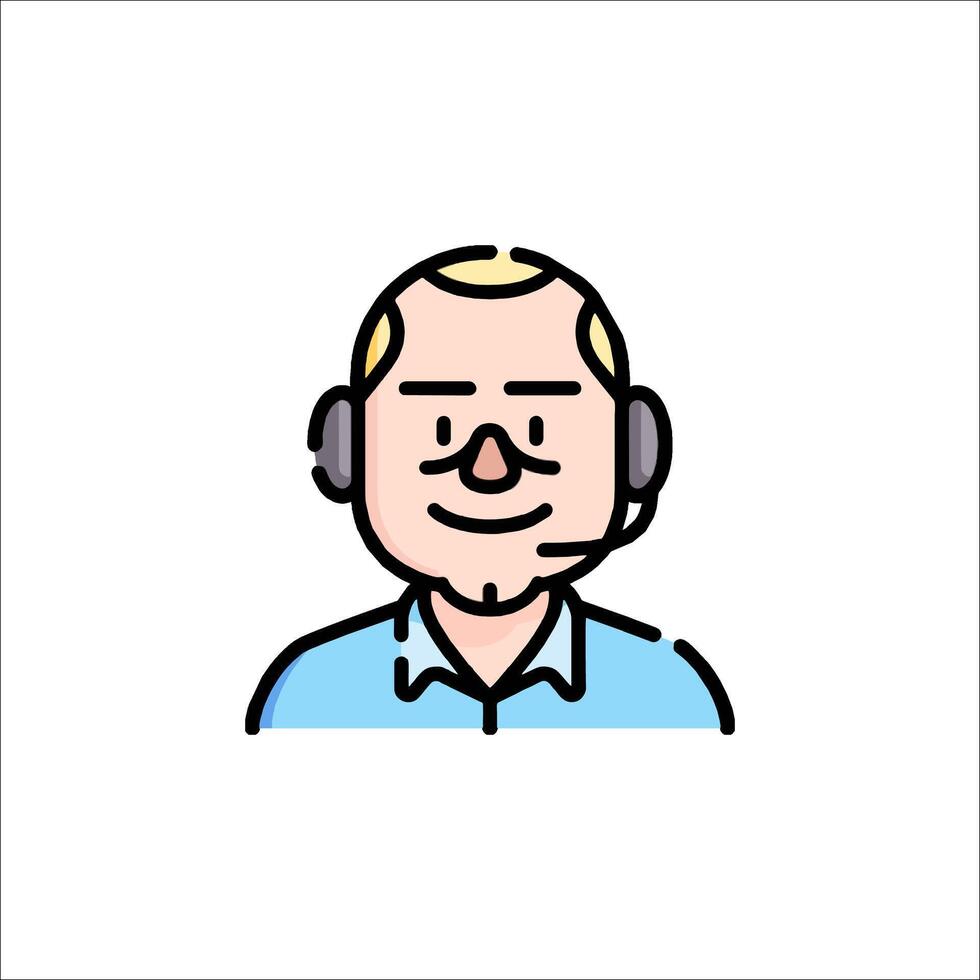 A man wearing a headset and a smile vector