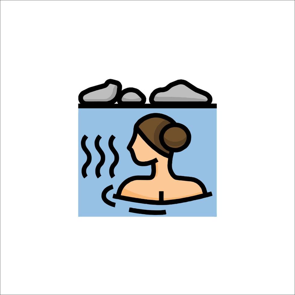 A woman in a bathtub with water and rocks vector