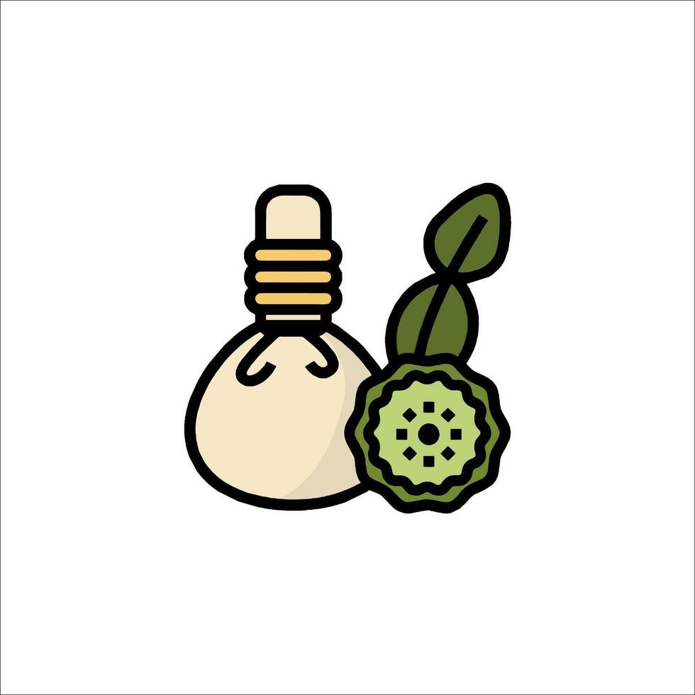 A bag of herbs and a leaf vector