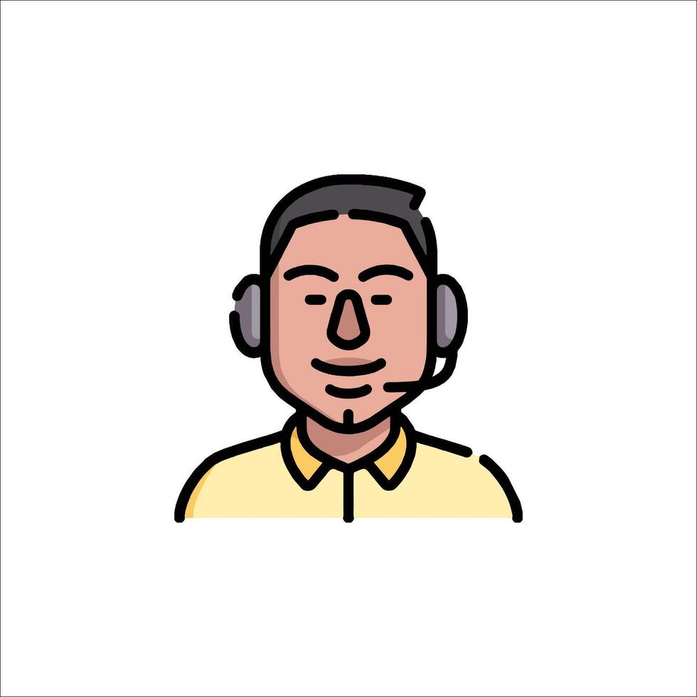 A man wearing a headset icon vector