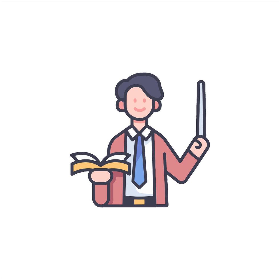 Teacher with a book and a pointer icon vector
