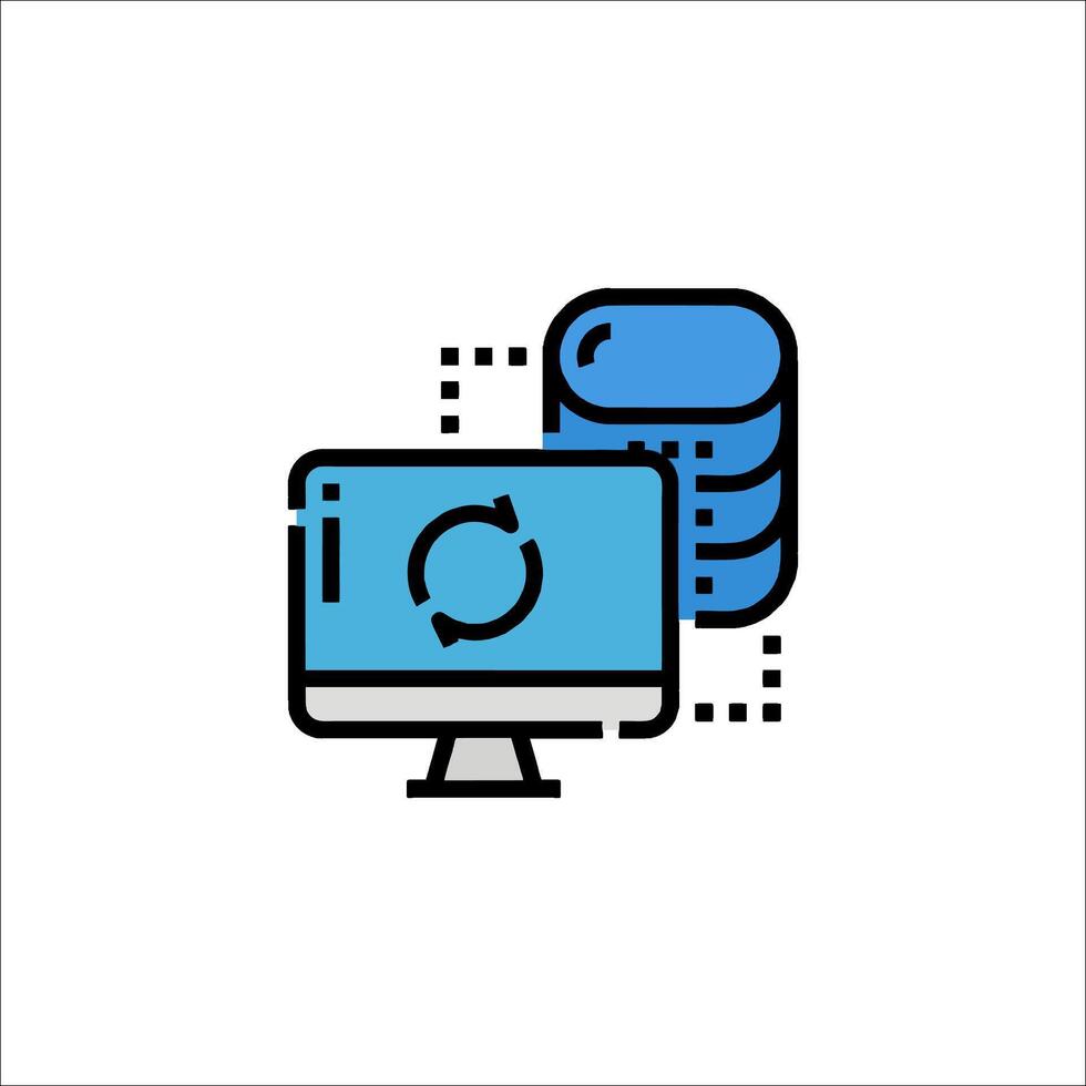 A computer with a blue icon on it vector