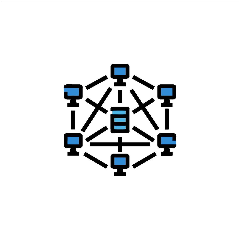 A network icon with a computer and a computer vector