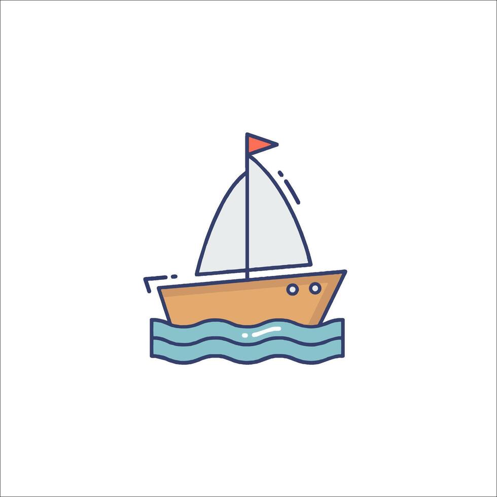 A sailboat floating in the ocean with a flag on top vector