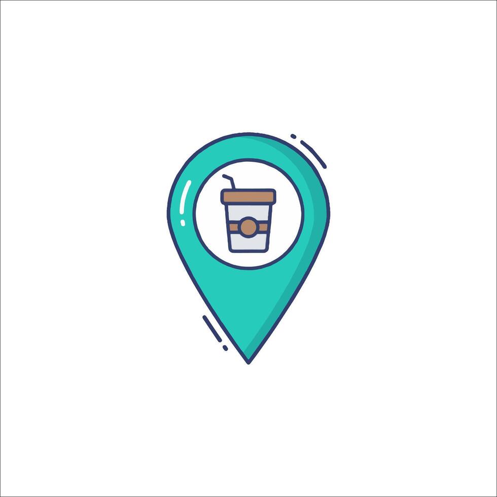 A map pin with a cup of coffee vector