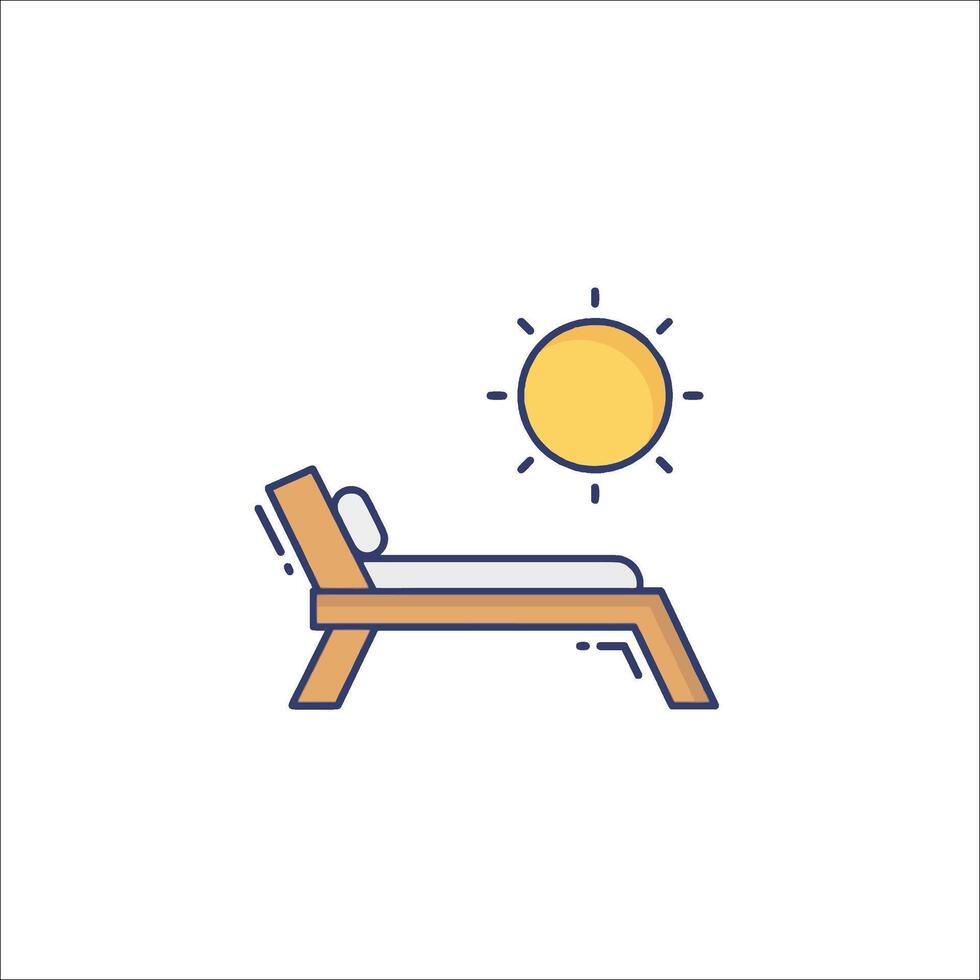 A sun and a chair on a beach vector
