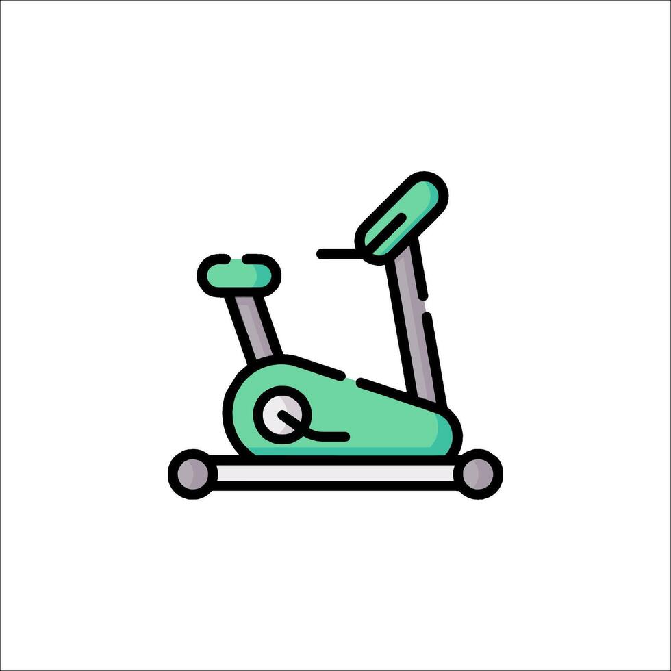 A green exercise bike icon on a white background vector