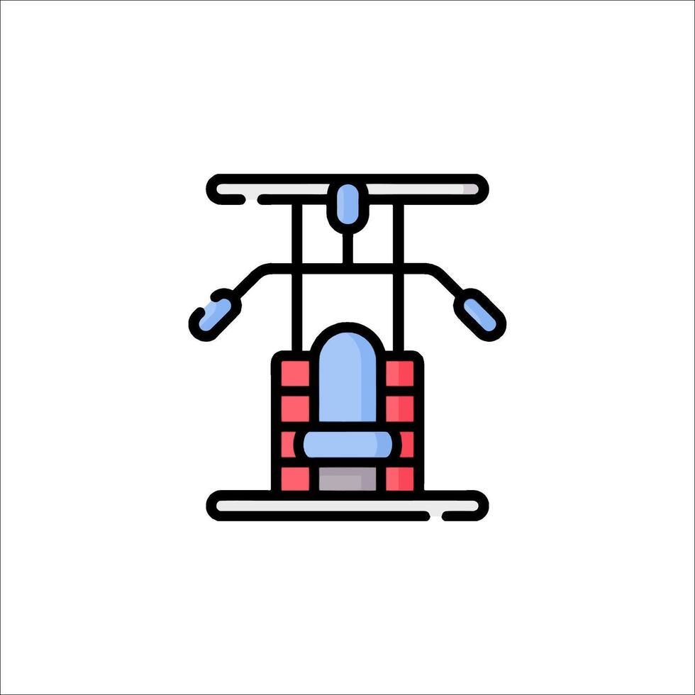 A red and blue line icon of a chair vector