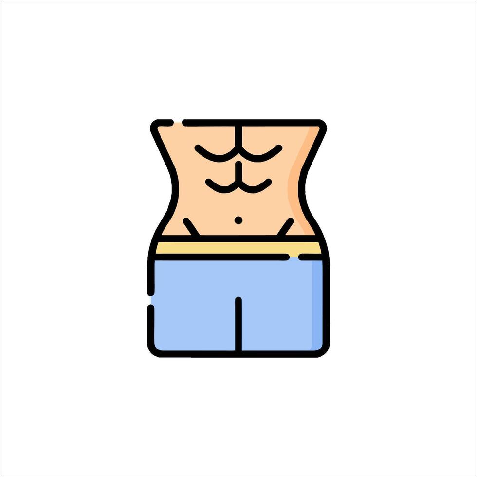 A man's torso with a blue trunks on it vector