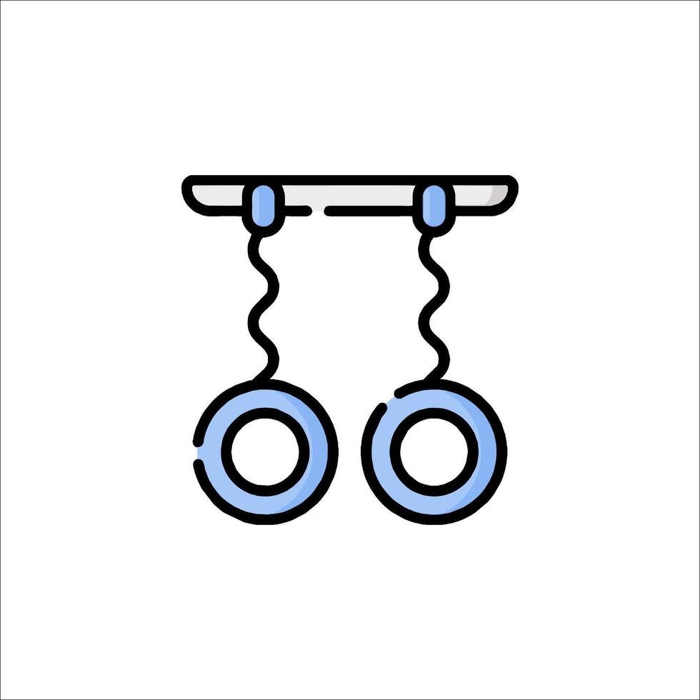 A blue and white line icon of two rings vector