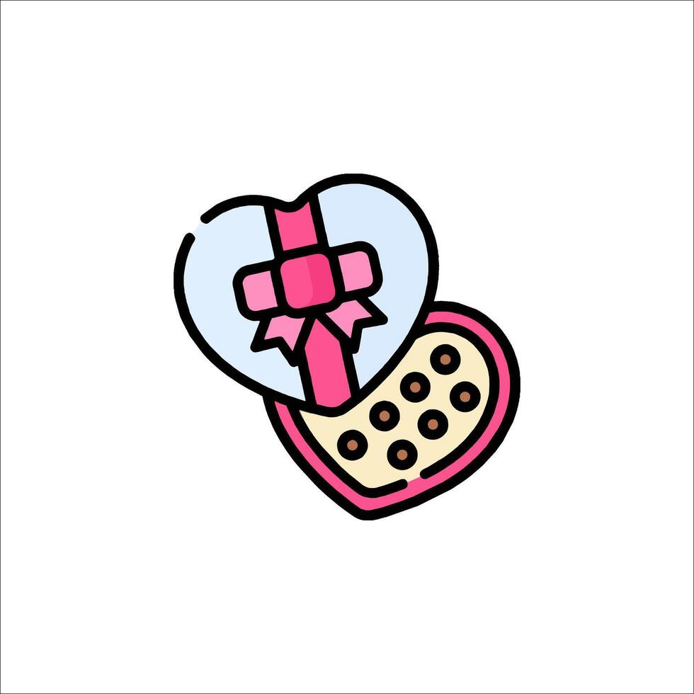 A heart shaped box with a chocolate chip cookie inside vector