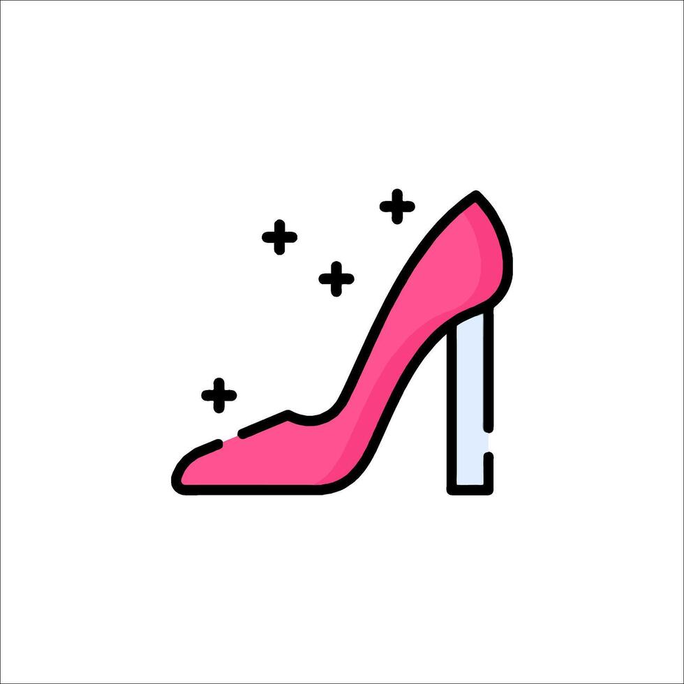 A pink high heel shoe icon on a white background vector