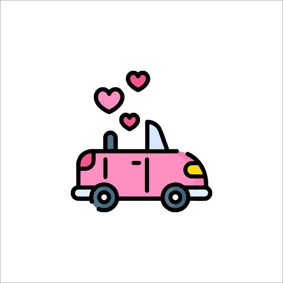 A pink car with hearts on it vector