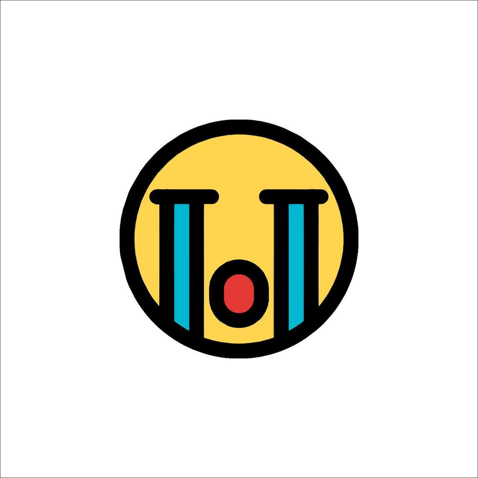 A yellow and blue smiley face with a red and blue stripe vector