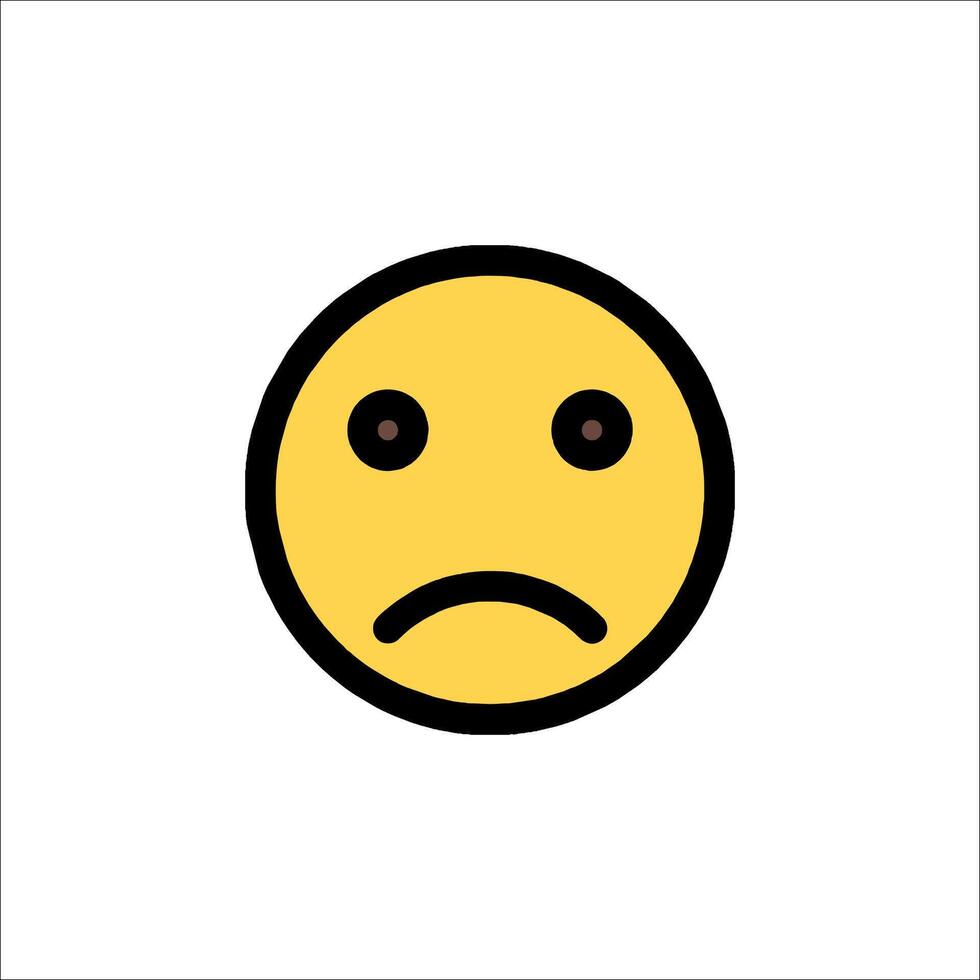 A sad face emoticion icon on a white background vector
