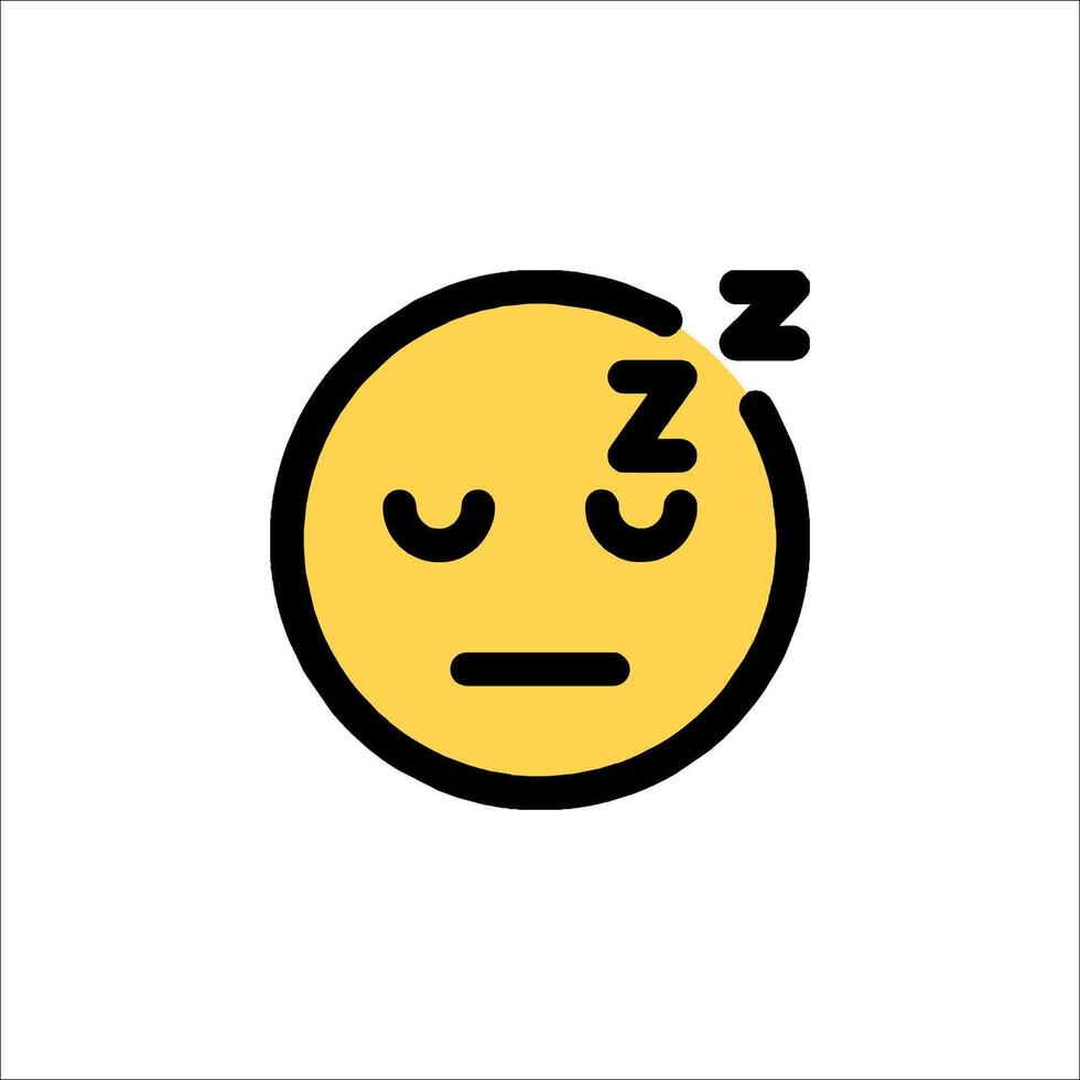 A yellow smiley face with a sleeping face vector