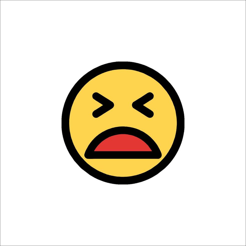 A yellow emoticion with a red face vector