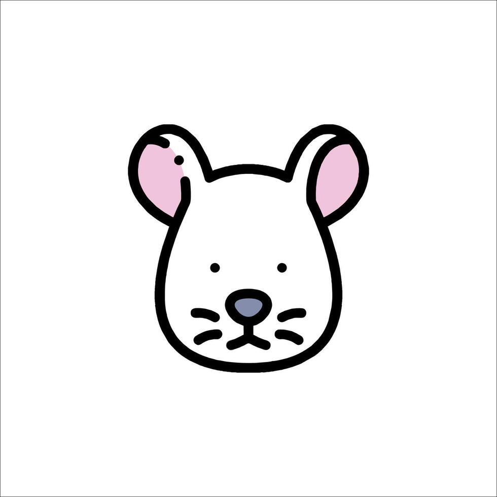 A cute mouse head with pink ears and a pink nose vector