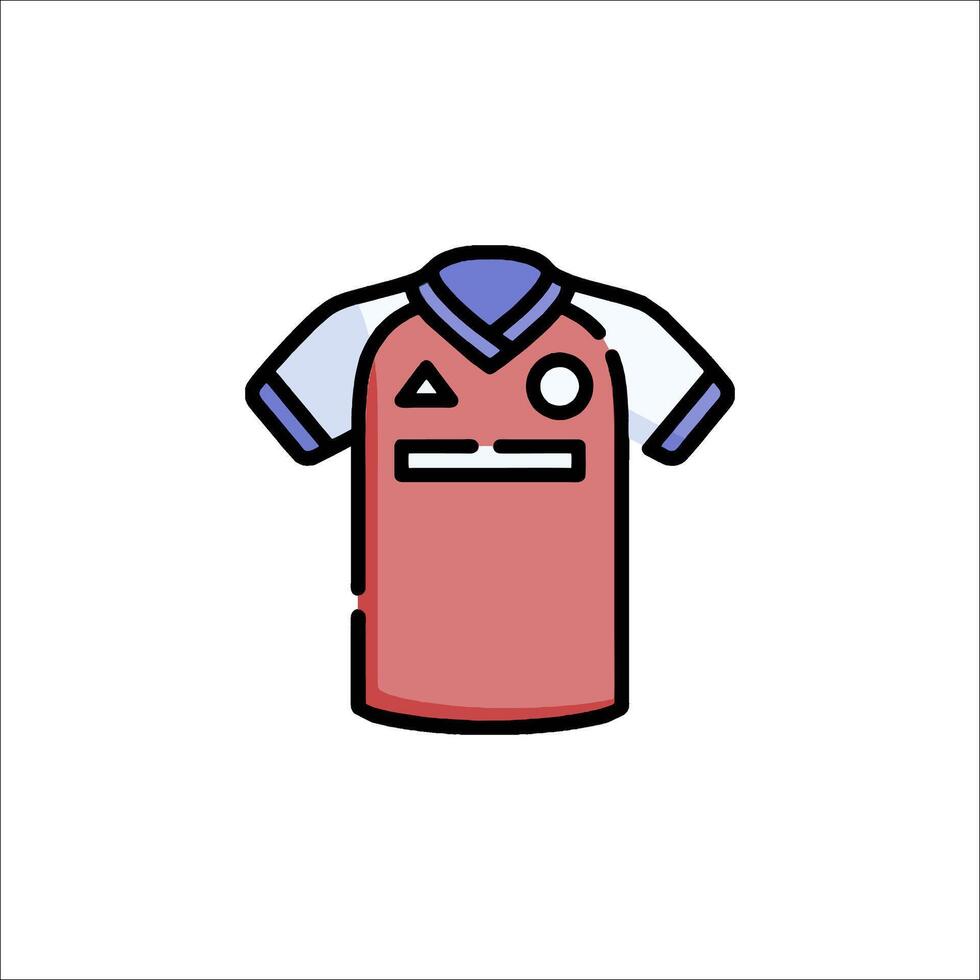 A red shirt with a blue and white design vector