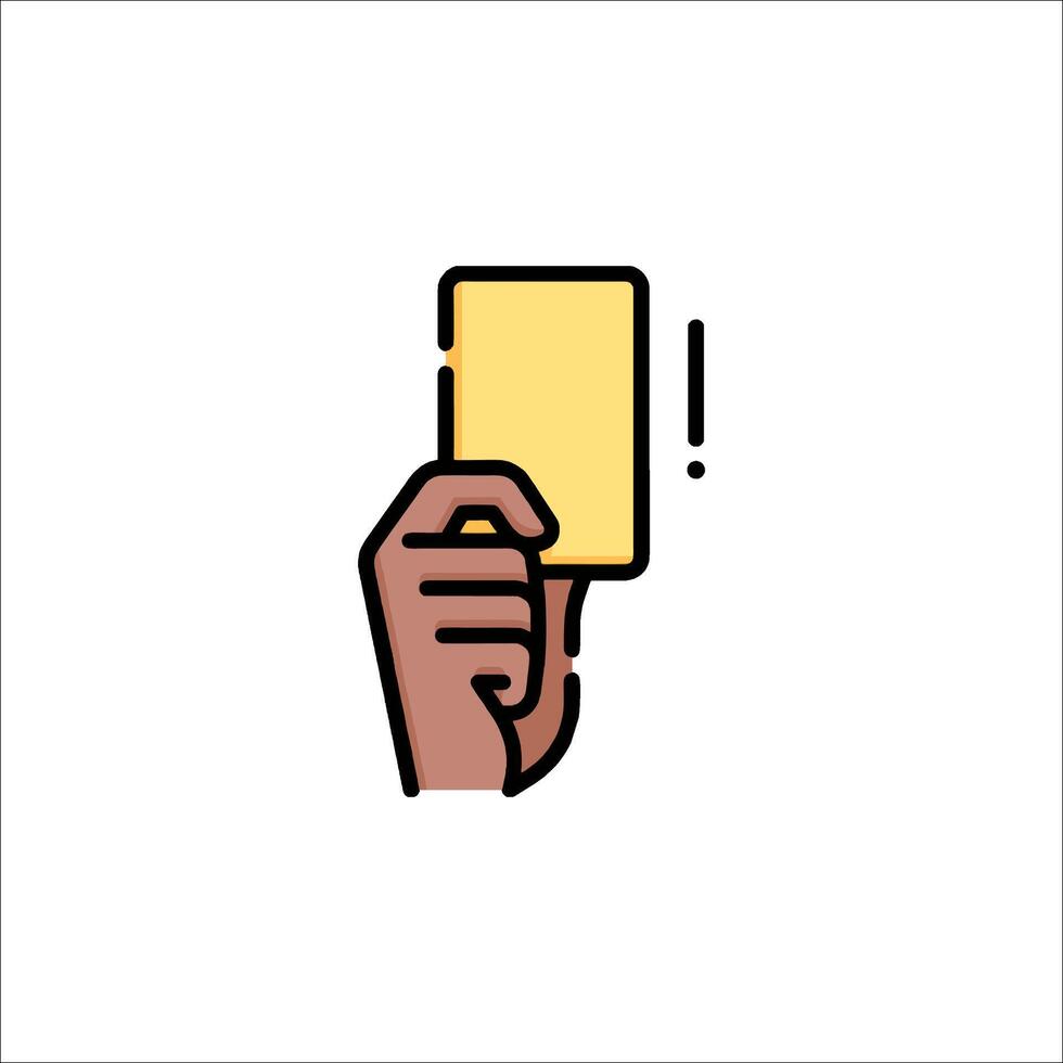 A hand holding a yellow card icon vector