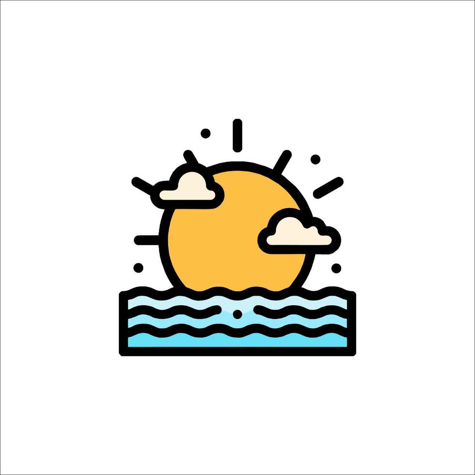 Sunset over the ocean icon vector